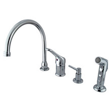 Kingston Brass Single Loop Handle Kitchen Faucet with Soap Dispenser & Side Spray - Polished Chrome