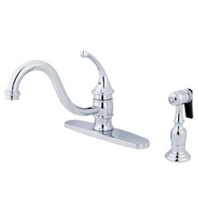 Kingston Brass Single Handle Widespread Kitchen Faucet & Brass Side Spray - Polished Chrome KB3571GLBS
