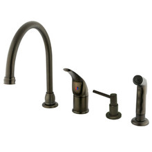 Kingston Brass Single Handle Kitchen Faucet with Soap Dispenser & Side Spray - Oil Rubbed Bronze