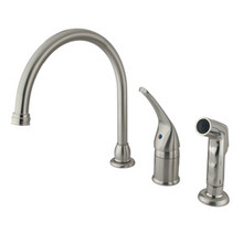 Kingston Brass Single Handle Kitchen Faucet & Non-Metallic Side Spray - Satin Nickel KB828
