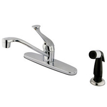 Kingston Brass Single Handle Kitchen Faucet & Black Side Spray - Polished Chrome