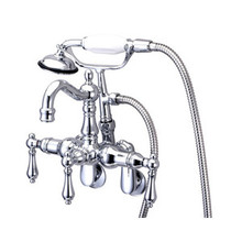 Kingston Brass 3-3/8" - 9" Adjustable Center Wall Mount Clawfoot Tub Filler Faucet with Hand Shower - Polished Chrome