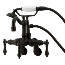 Kingston Brass 3-3/8" - 9" Adjustable Center Wall Mount Clawfoot Tub Filler Faucet with Hand Shower - Oil Rubbed Bronze