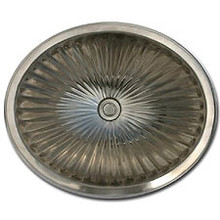 Linkasink BR006 WB 18.5" x 15" x 7" Bronze Oval Fluted Undermount or Drop In Lav Sink - Satin Nickel
