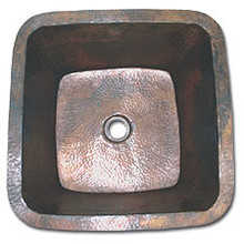 LinkaSink C008 WC 3 1/2" Drain Large 20" Square Lav Copper Sink - Weathered