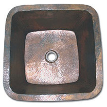 LinkaSink C007 WC 1 1/2" Drain Large 20" Square Lav Copper Sink - Weathered