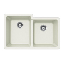 Hamat SiOStone 33" W x 20.5" L x 9.5" D Quartztone Undermount Composite Granite Double Bowl Kitchen Sink in Cloud