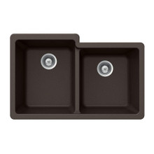 Hamat SiOStone 33" W x 20.5" L x 9.5" D Quartztone Undermount Composite Granite Double Bowl Kitchen Sink Mocha