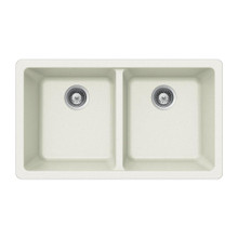 Hamat SiOStone 33" W x 18 1/2" L Quartztone Undermount Composite Granite Double Bowl Kitchen Sink in Cloud