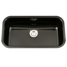 Hamat CeraSteel 30-7/8" x 17-5/16" Undermount Enamel Steel Large Single Bowl Kitchen Sink in Black