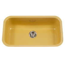 Hamat CeraSteel 30-7/8" x 17-5/16" Undermount Enamel Steel Large Single Bowl Kitchen Sink in Lemon