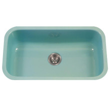 Hamat CeraSteel 30-7/8" x 17-5/16" Undermount Enamel Steel Large Single Bowl Kitchen Sink in Mint