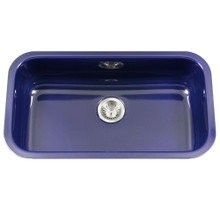 Hamat CeraSteel 30-7/8" x 17-5/16" Undermount Enamel Steel Large Single Bowl Kitchen Sink in Navy Blue