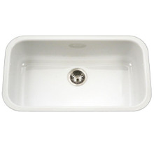 Hamat CeraSteel 30-7/8" x 17-5/16" Undermount Enamel Steel Large Single Bowl Kitchen Sink in White