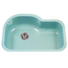 Hamat CeraSteel 31 1/4" x 20 11/16" Undermount Enamel Steel Offset Single Bowl Kitchen Sink in Mint
