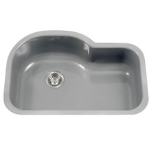 Hamat CeraSteel 31 1/4" x 20 11/16" Undermount Enamel Steel Offset Single Bowl Kitchen Sink in Slate