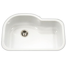 Hamat CeraSteel 31 1/4" x 20 11/16" Undermount Enamel Steel Offset Single Bowl Kitchen Sink in White