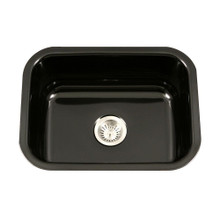 Hamat CeraSteel 22 3/4" x 17 3/8" Undermount Enamel Steel Single Bowl Kitchen Sink in Black