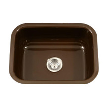 Hamat CeraSteel 22 3/4" x 17 3/8" Undermount Enamel Steel Single Bowl Kitchen Sink in Espresso