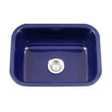 Hamat CeraSteel 22 3/4" x 17 3/8" Undermount Enamel Steel Single Bowl Kitchen Sink in Navy Blue