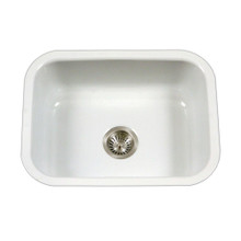Hamat CeraSteel 22 3/4" x 17 3/8" Undermount Enamel Steel Single Bowl Kitchen Sink in White