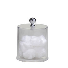 Valsan Pombo Pur Countertop Acrylic Cotton Ball Container - Satin Nickel