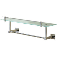 Valsan Braga 676651CR Square Base Glass Shelf with Gallery and Towel Bar 19 3/4" X 5 3/4" X 6" - Chrome