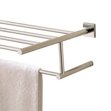 Valsan Braga Square Base Towel Shelf & Bar / Rack 24" - Polished Nickel