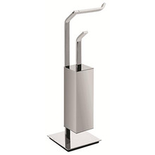 Valsan Sensis Freestanding Square Toilet Brush & Paper Roll Holder - Satin Nickel