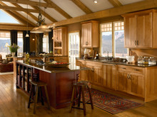 Kraftmaid Kitchen Cabinets -  Square Recessed Panel - Veneer (AC5H) Hickory in Honey Spice