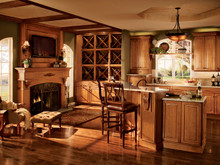Kraftmaid Kitchen Cabinets -  Arch Raised Panel - Solid (PWC) Cherry in Burnished Ginger