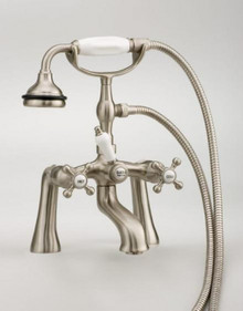 Cheviot  5106-AB Rim Mount Tub Filler Faucet With Hand Shower & Cross Handles  - Antique Bronze