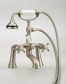 Cheviot  5106-BN Rim Mount Tub Filler Faucet With Hand Shower & Cross Handles  - Brushed Nickel
