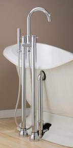 Cheviot  7565-PN Contemporary Free Standing Tub Filler Faucet With Hand Shower & Water Supplies  - Polished Nickel