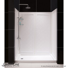 DreamLine  DL-6191R-01 SlimLine 34 in. by 60 in. Single Threshold Shower Base Right Hand Drain and QWALL-5 Shower Backwall Kit
