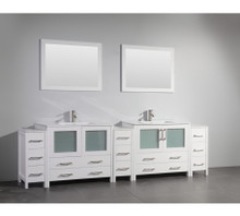 Vanity Art 108 Inch Double Sink Bathroom Vanity Cabinet with Two Sinks & Two Mirror - White