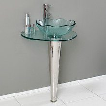 Fresca  CMB1036-V Fresca Netto 24" Bathroom Pedestal with Glass Countertop & Vessel Sink