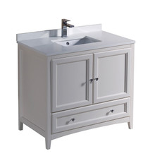FCB2036AW-CWH-U Oxford 36" Antique White Traditional Bathroom Cabinet w/ Top & Sink
