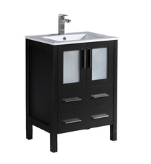 FCB6224ES-I Fresca Torino 24" Espresso Modern Bathroom Cabinet w/ Integrated Sink