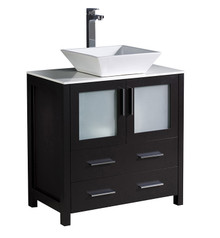FCB6230ES-CWH-V Fresca Torino 30" Espresso Modern Bathroom Cabinet w/ Top & Vessel Sink