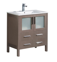 FCB6230GO-I Fresca Torino 30" Gray Oak Modern Bathroom Cabinet w/ Integrated Sink
