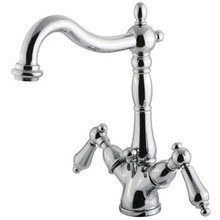 Kingston Brass Two Handle Mono Deck Two Handle Single Hole Lavatory Faucet with Brass Pop-Up Drain & Optional Deck Plate - Polished Chrome