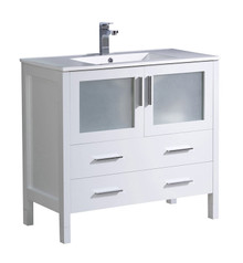 FCB6236WH-I Fresca Torino 36" White Modern Bathroom Cabinet w/ Integrated Sink