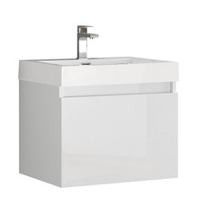 FCB8006WH-I Fresca Nano White 24" Wall Mount Bathroom Cabinet w/ Integrated Sink
