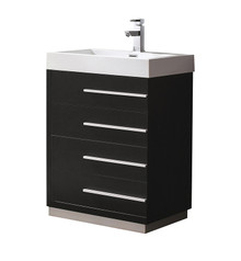 FCB8024BW-I Fresca Livello 24" Black Modern Bathroom Cabinet w/ Integrated Sink