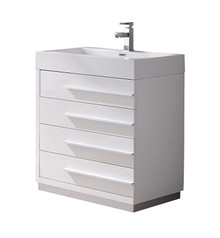 FCB8030WH-I Fresca Livello 30" White Modern Bathroom Cabinet w/ Integrated Sink