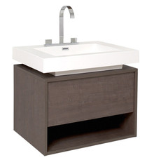 FCB8070GO-I Fresca Potenza Gray Oak 28" Wall Mount Bathroom Cabinet w/ Vessel Sink