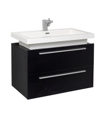 FCB8080BW-I Fresca Medio Black 32" Wall Mount Bathroom Cabinet w/ Vessel Sink
