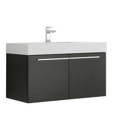 FCB8090BW-I Fresca Vista Black 36" Wall Mount Bathroom Cabinet w/ Integrated Sink