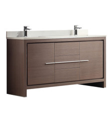 FCB8119GO-CWH-U Fresca Allier 60" Gray Oak Modern Double Sink Bathroom Cabinet w/ Top & Sinks